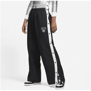 Nike AMBUSH Brooklyn Nets‎ Snap Button Track Pants Wide Leg Black White XS